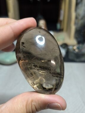 #49 Polished Smoky Quartz Palm Stone | 2.5" 4oz Grounding Crystal Pocket Stone
